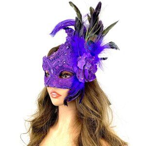 Women Costume Venetian mask Feather Masquerade Party Masks